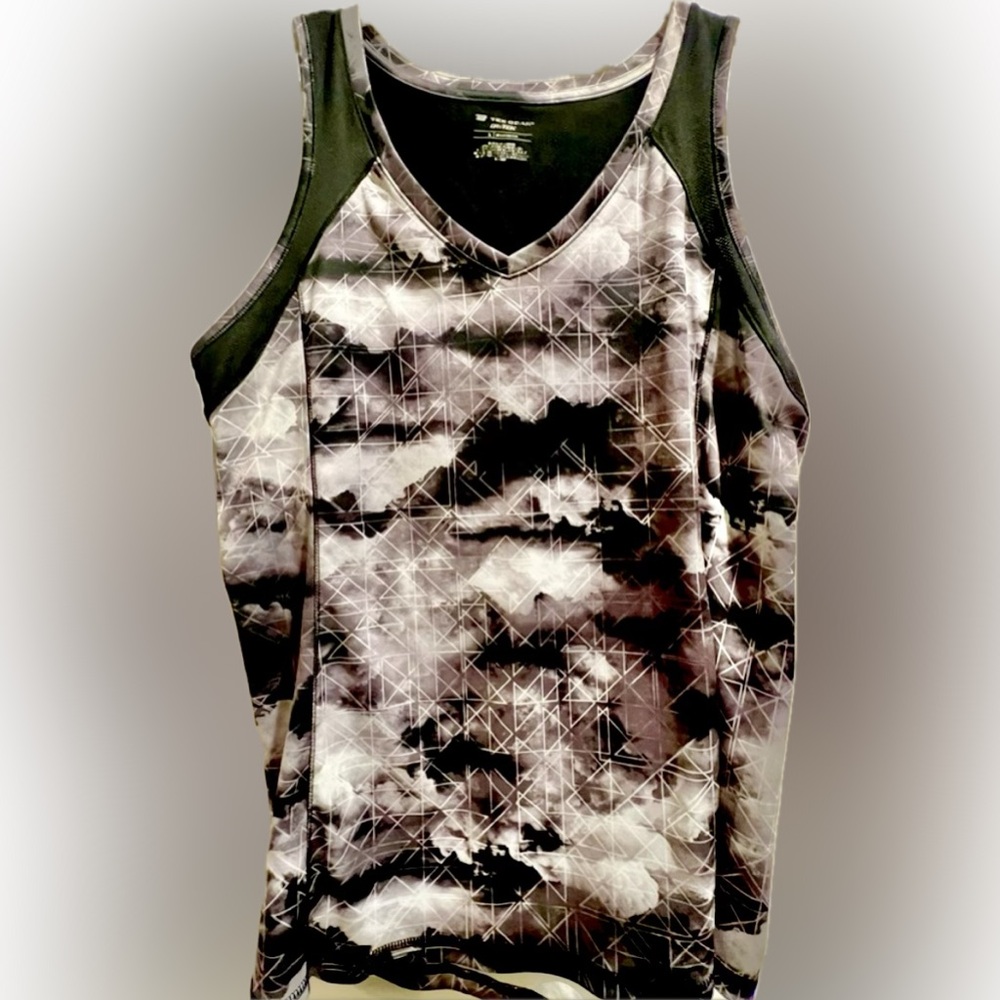 Tek Gear black dry tek gray white black active workout tank top - large - Picture 2 of 7